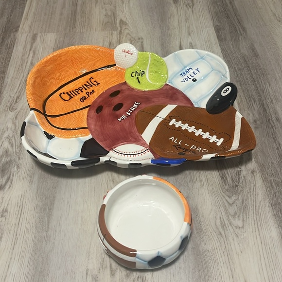 Cooks Club Sports Dish Platter Dip Bowl Basketball Football Baseball Tennis Golf - Picture 3 of 8